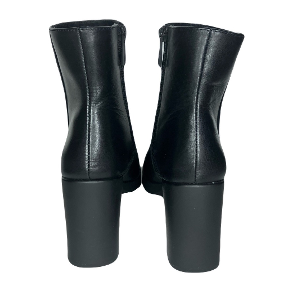 Naturalizer Sleek Black Leather Chunky Block Heeled Ankle Boots - Picture 4 of 9